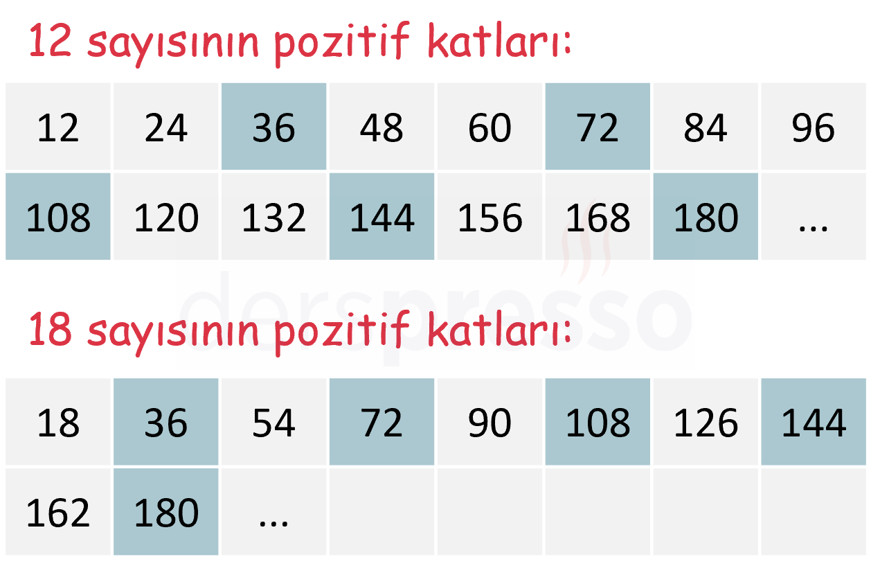 İki sayının katları ve ortak katları