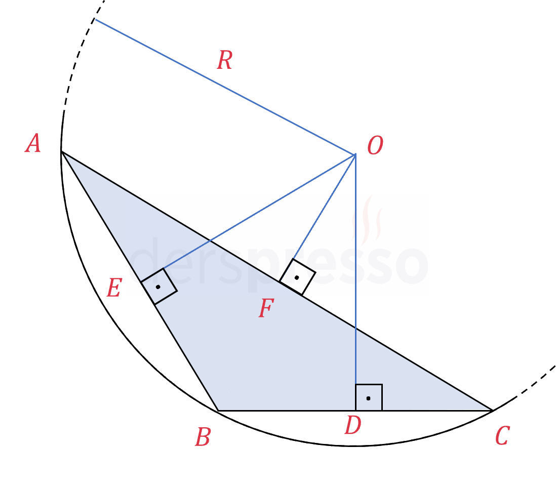 Geniş açılı üçgenin orta dikmeleri ve çevrel çember